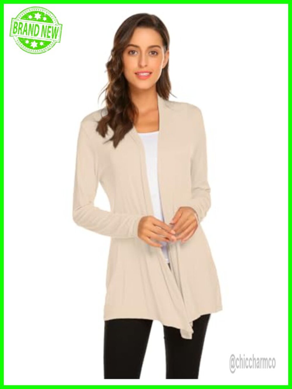 Women's Lightweight Knit Cardigan V-Neck Open Front Long Sleeve Sweater